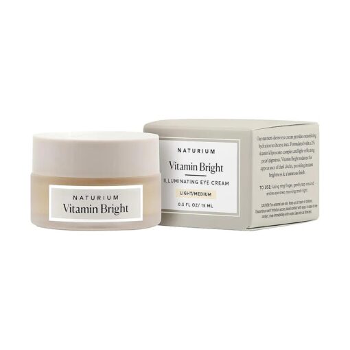 Naturium Vitamin Bright Illuminating Eye Cream, Under Eye Repair Cream for Dark Circles, with Vitamin K, Phyto-Complex, & Mineral Pigments, Light/Medium, 0.5 oz