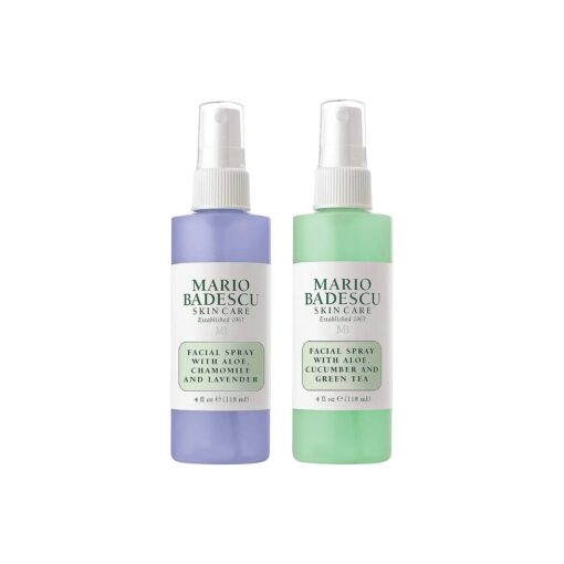 Mario Badescu Facial Spray Duo - Includes Aloe, Chamomile & Lavender PLUS Aloe, Cucumber & Green Tea Toner for Face, Neck or Hair - Cooling and Hydrating Face Mist for All Skin Types, Dewy Finish