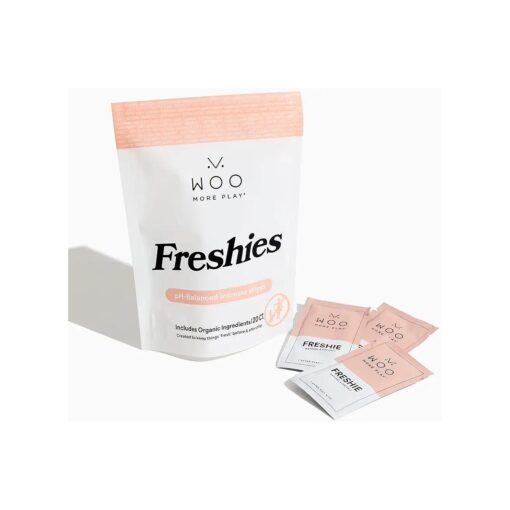 Woo More Play Freshies : All-Natural Feminine Intimacy Towelette Wipes with Coconut Water and Aloe Vera, Promotes Feminine Health & Helps Alleviate Irritation - Vegan and Cruelty Free, 20ct