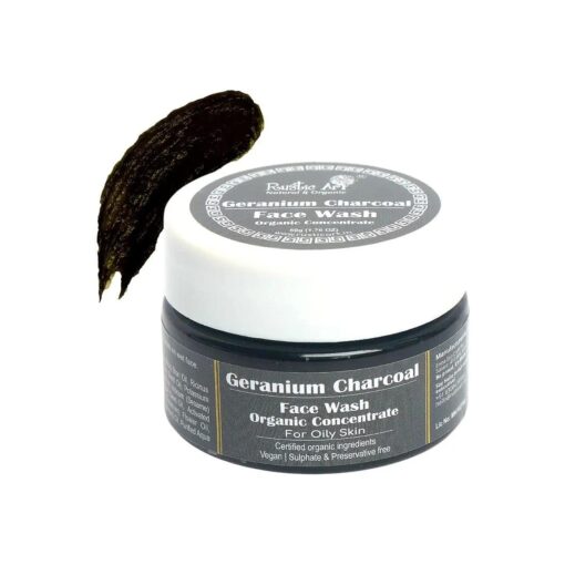 Organic Geranium Charcoal Face Wash Concentrate for Cleansing, Removes Dirt | Oily Skin Type | 50gm