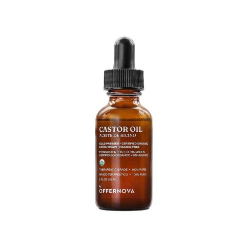 Organic Castor Oil, Pure Cold Pressed - Eyelash Serum for Hair Growth, Thicker Eyebrows - Hexane Free- Aceite de Ricino Organico para Crecimiento Pestanas