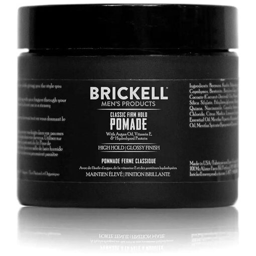 Brickell Men 's Hair Styling Firm Hold Pomade for Men, Natural & Organic With Strong Hold & High Shine Finish, 2 Ounces, Scented