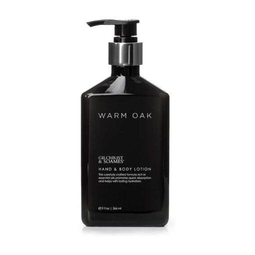 Gilchrist & Soames Warm Oak Hand and Body Lotion - 9oz - Natural, Essential Oils, All Skin Types, Zero Parabens, Sulfates, and Phthalates