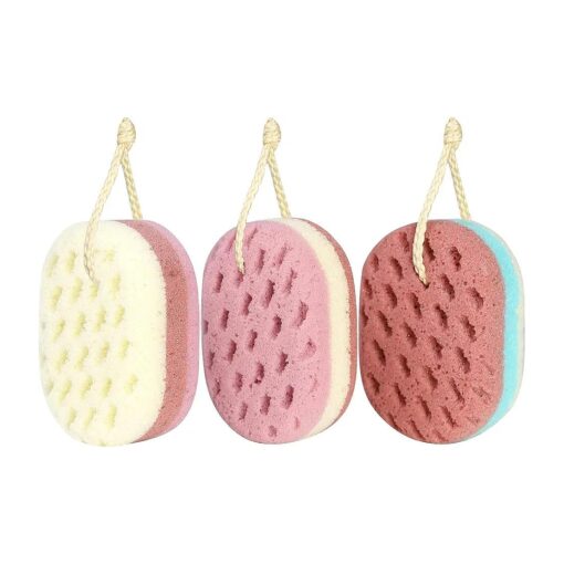 3 Pcs Bath Sponge for Women, Men, Adults, Kids, Sponge Loofah Body Scrubber Shower Sponge for Body Wash Bathroom, Body Sponge Bathing Accessories ( Small Sizes )