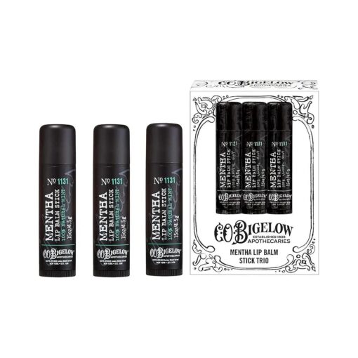 C.O, Bigelow Mentha Lip Balm Stick Trio, Moisturizing Lip Balm with Shea Butter and Natural Peppermint Oil, 3 Pack, 0.15 oz / 4.5g Each