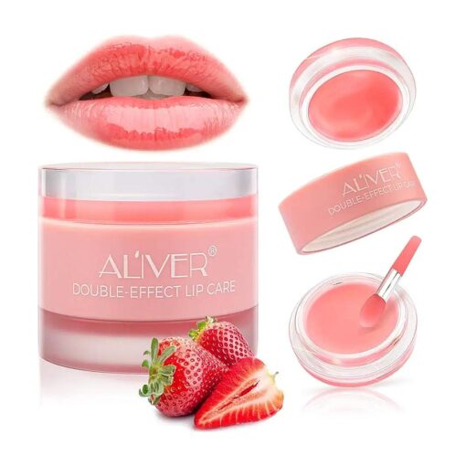 Lip Scrub, Double Effect Lip Sleeping Mask, Lip Treatment, Strawberry Overnight Moisturizing Repairing LipSleeping Lip Balm, Peeling Lips, Lip Primer