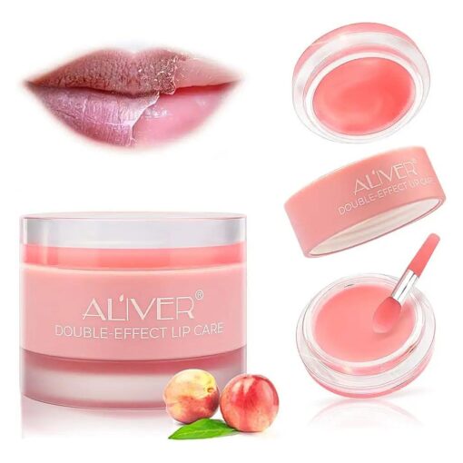 Lip Sleeping Mask, Lip Scrub and Lip Mask with Double Effect, Repair Lip Mask for Dry, Cracked Lips, Lip Moisturizer for Lip Treatment Care, Lip Repair Balm ( Peach )