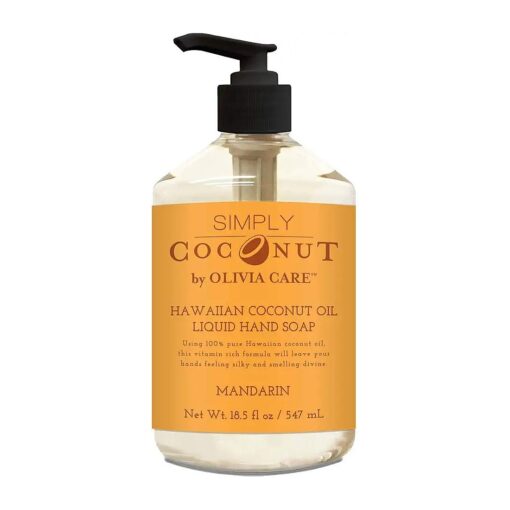 Liquid Hand Soap Mandarin & Coconut, All Natural- Cleansing, Germ-Fighting, Moisturizing Hand Wash for Kitchen & Bathroom - Gentle, Mild & Natural Scented - 18.5 OZ