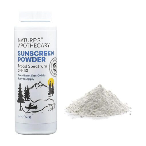 All-Natural, Benzene Free, Non Nano Zinc Oxide Sunscreen Powder SPF 30 - Water & Sweat Resistant, Reef & River Friendly, Hypoallergenic, Biodegradable, Made in USA by Nature 's Apothecary