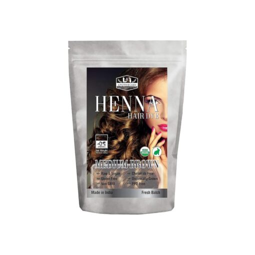 Organic MEDIUM BROWN Henna Hair Dye - USDA Certified Organic Henna For Hair, Natural, gluten free, cruelty free Henna Hair Color