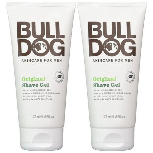 Bulldog Skincare for Men Original Shave Gel ( Pack of 2 ) With 8 Essential Oils, Aloe Vera, Jojoba and Konjac Mannam, 5.9 fl, oz .