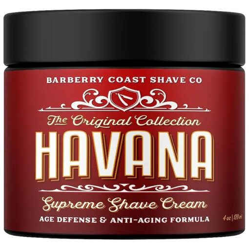 Havana Shaving Cream for Men - Scent : Tobacco, Vanilla, Coco Bean - Made with Shea Butter, White Tea & All Natural Ingredients