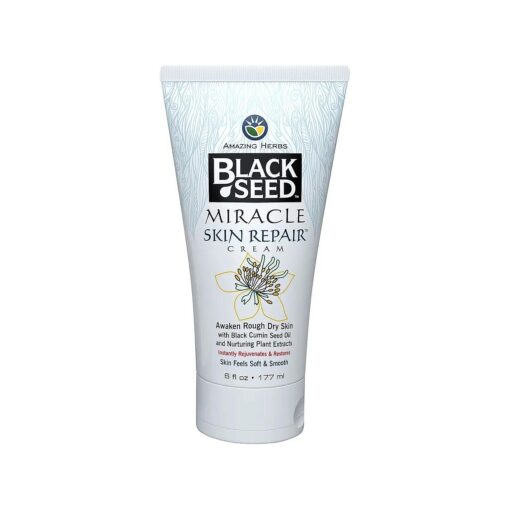 Black Seed Miracle Skin Repair Cream - Non-Allergenic Formula, Black Cumin Seed Oil, Vitamin E, and Other Essential Oils Support Collagen & Elastin Production - 6 Fl Oz