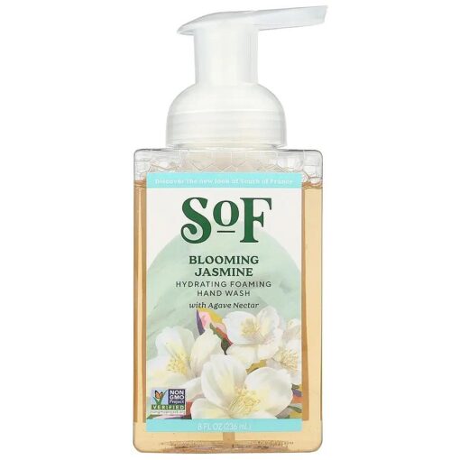 South Of France Blooming Jasmine Foaming Hand Wash by SoF Body Care ( Formerly Body Care ) | Hydrating Organic Agave Nectar | 8 oz Pump Bottle Each | 3 Bottles