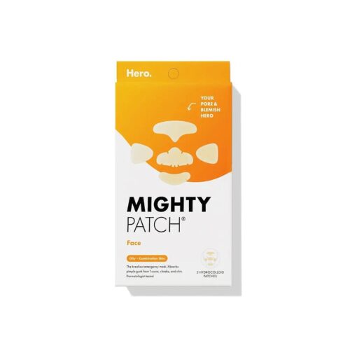 Mighty Patch ( tm ) Face Patch from Hero Cosmetics - XL Hydrocolloid Face Mask for Acne, 5 Large Pimple Patches for Zit Breakouts on Nose, Chin, Forehead & Cheeks - Vegan-Friendly ( 1 Count )