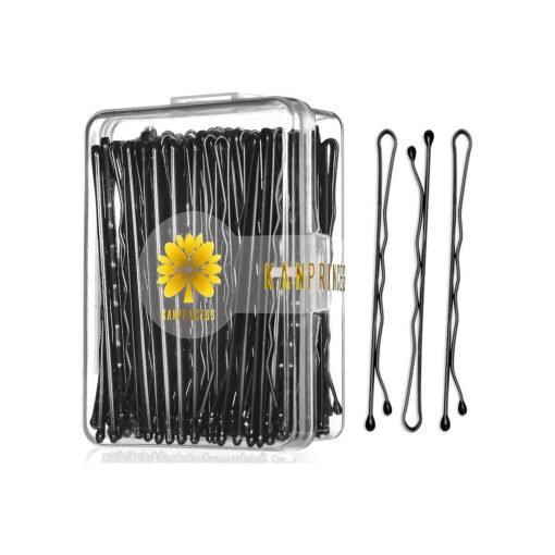 100PCS 2.4Inch Bobby Pins Black, Pain-Free Bobby Pins for All Hair Types, Hair Pins for Women Girls, Hairpins for Buns with Box ( Black )