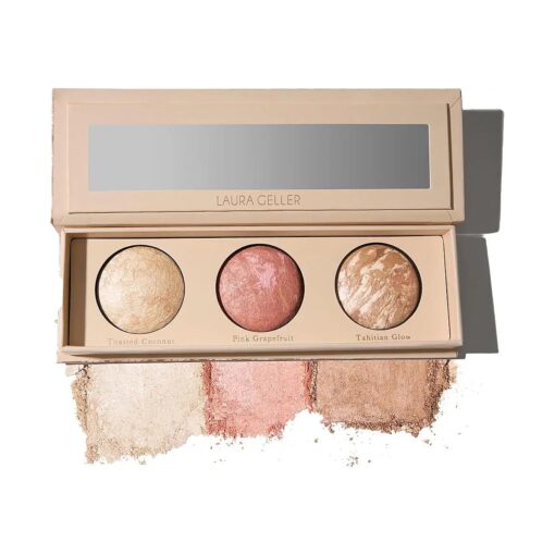 LAURA GELLER NEW YORK Geller 's Greatest Lift-n-Glow Baked Trio Palette - Highlighter, Blush, Bronzer - All Skin Tones