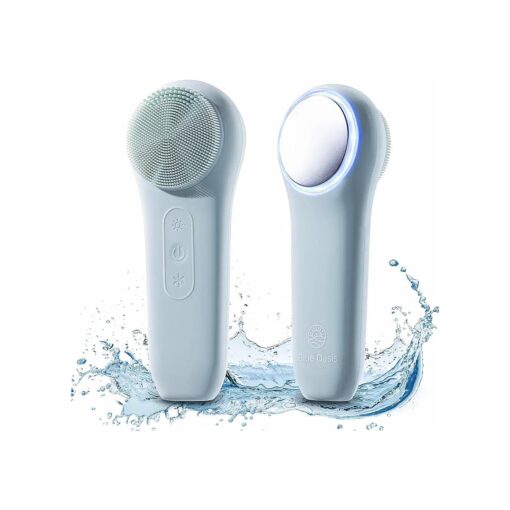 Facial Cleansing Brush, Rechargeable Electric Face Scrubber, Waterproof Silicone Face Brush Cleanser w/Fast USB-C Charger, Massaging & Exfoliating Face Wash Brush for Men & Women ( Light Blue )