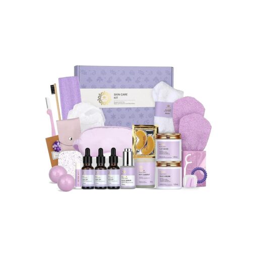 Facial Skin Care Set & Spa Kit - Mothers Day Gift Ideas, Self-care Relaxation Gifts, Skin Care Collection with Essential Oils, Hyaluronic Acid, Vitamin E. ( Lavender )