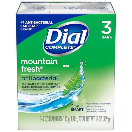 Dial Mountain Fresh Antibacterial Deodorant Bar Soap 3 Bars, 4 oz ( Pack of 5 )