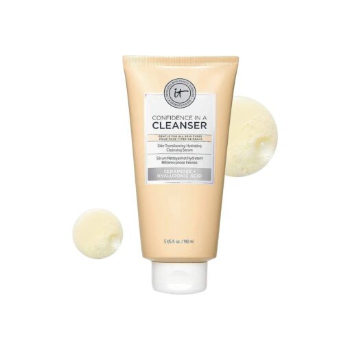 IT Cosmetics Confidence in a Cleanser - Hydrating Face Wash With Hyaluronic Acid & Ceramides - Supports Skin Barrier - Removes Makeup, Oil, and SPF - All Skin Types