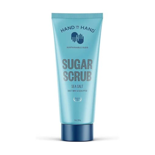 Hand in Hand Sugar Scrub, Gentle Exfoliation For All Skin Types, 9 Ounce, Sweet Mint & Eucalyptus, Sea Salt Scent, Single