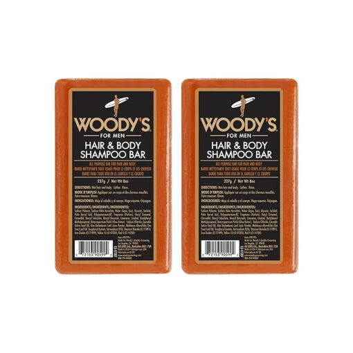 Woody 's 2-in-1 Shower Bar, Shampoo & Body Wash for Men, All Skin & Hair Types, 8 Fl Oz ( 2 Pack )