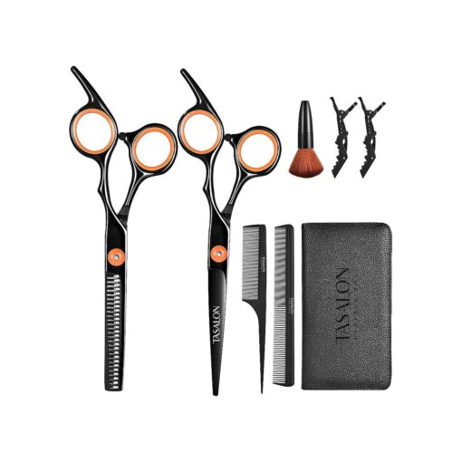 TASALON Hair Cutting Scissors Kit- All-in-1 Set of Hair Cutting Scissors - Professional Hair Shears, Thinning Scissor, Hair Comb, Neck Duster in Leather Bag -Haircut Scissor Kit