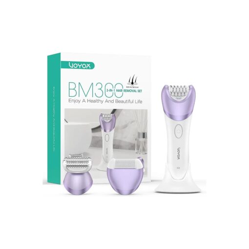 VOYOR Epilator for Women, 3 in 1 Epilator Hair Removal for Women, Epilators Hair Remover for Leg Arm with 30 Tweezers, Rechargeable & Cordless Electric Lady Shaver & Trimmer BM300 ( Purple )