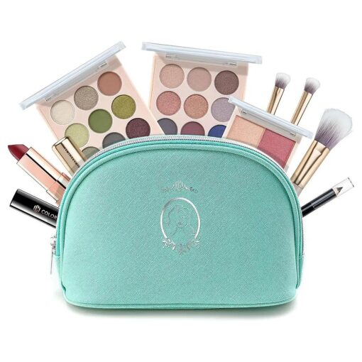 Color Nymph All In One Makeup Kit, Makeup Gift Set for Beginners Teenager Girls with Eyeshadow Palette Blush Lipstick Lip Pencil Eye Pencil Brush Mascara Portable Bag