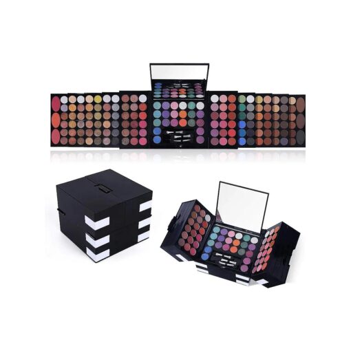 All In One Makeup Kit 142 Ultimate Colors Matte Shimmer Eyeshadow Palette Colorful Gifts For Women 3 blush 3 Sponge Brushs 3 Eyebrow Powder Professional Cosmetics Fashion Women Makeup Case Full Make U