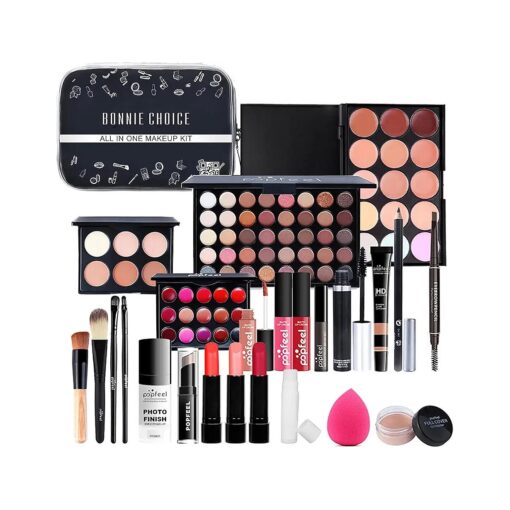 BONNIE CHOICE All-in-one Makeup Kit for Women Full Kit, Mother 's Day Gifts Include Makeup Brush, Eyeshadow Palette, Lip Gloss Set, Lipstick, Blush, Foundation, Concealer, Mascara, Eyebrow Pencil