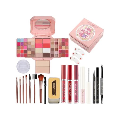 All in One Makeup Kit Set, Professional Makeup Kit for Women Full Kit, Includes 54 Colors Eyeshadow Palette, Eyeliner, Eyebrow Pencil, Mascara, Makeup Brushes, Liquid Lipstick, Eyebrow Soap ( 013-pink )