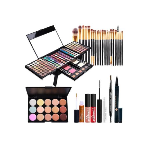 All In One Makeup Palette Beginner Makeup Kits For Teenagers Makeup Sets For Women 194 Color Makeup Palettes Eyeshadow Brush Concealer Mirror + Eye brow Pen + Black Eyeliner Pencil + Lipgloss +