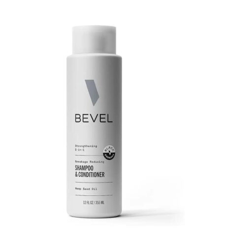 Bevel Shampoo and Conditioner for Men with Hemp Seed Oil and Biotin, 2 in 1 Strengthening Formula Conditions and Moisturizes Hair to Reduce Breakage, For Coarse, Curly and Textured Hair, 12 Oz