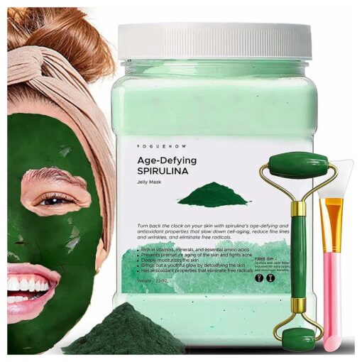 VogueNow Jelly Face Mask - Spirulina Hydrating, Brightening & Nourishing Skin Treatment Mask, 23 Oz Jar, Vegan, Cruelty-Free, Paraben Free, Refreshing, Rejuvenating & Smoothening