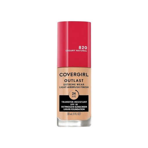 Covergirl Outlast Extreme Wear 3-in-1 Full Coverage Liquid Foundation, SPF 18 Sunscreen, Creamy Natural, 1 Fl, Oz .