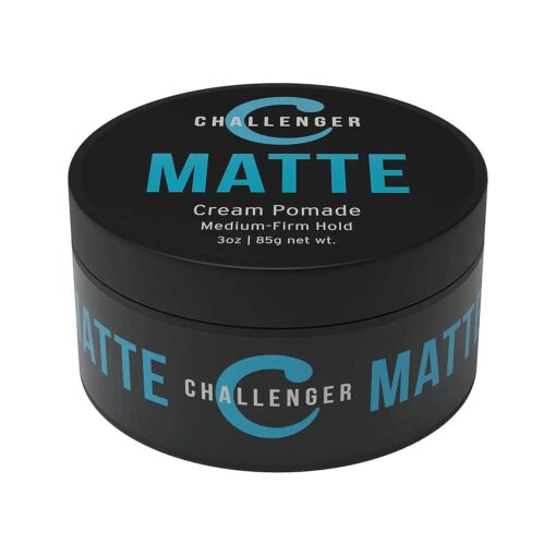 Challenger Men 's Matte Cream Pomade, 3 Ounce | Natural Finish, Clean & Subtle Scent | Medium Firm Hold | Water Based & Travel Friendly, Hair Wax, Fiber, Clay, Paste All In One