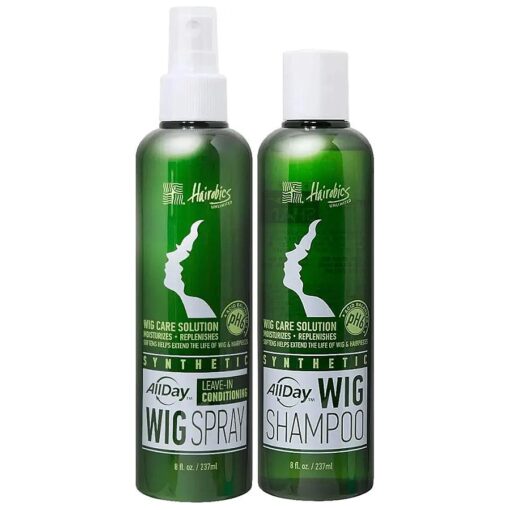 AllDay Synthetic Wig Spray ( 8 oz ) & Wig Shampoo ( 8 oz ) Bundle | Cleanse, Extend, Revitalize, Refresh, Soften, Hydrate, Detangle Wigs & Hairpieces | Grape Scent