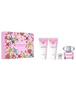 Versace Bright Crystal 4-Pieces Set for Women, Floral Fruity Fragnance, 9.59 Fl Oz