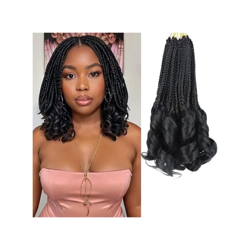 Crochet Hair for Women 10 Inch Crochet Braids Box Braids Crochet Hair French Curl Braiding Hair Kids Crochet Hair Short French Curl Crochet Braids with Curly Ends Hair Extensions Braids ( 1B )