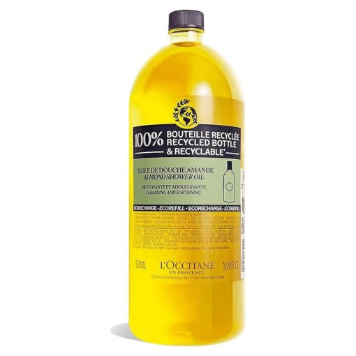 L'OCCITANE Cleansing & Softening Almond Shower Oil : Oil-to-Milky Lather, Softer Skin, Smooth Skin, Cleanse Without Drying, With Almond Oil, 16.9 Fl, Oz Refill