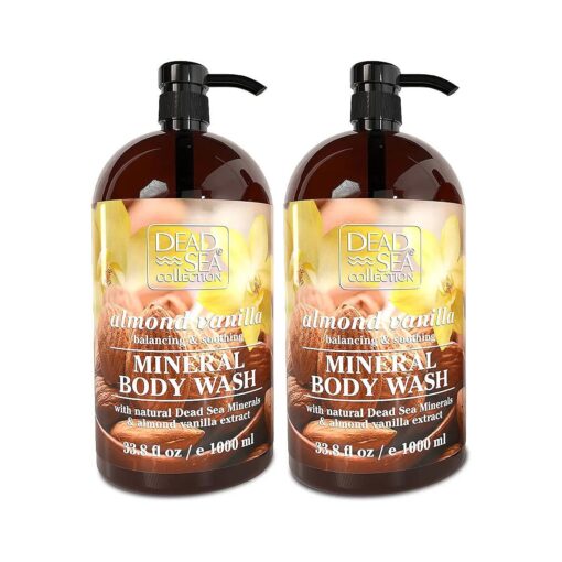 Almond Vanilla Body Wash - with Natural Sea Minerals and Almond Oil - Cleanses and Moisturizes Skin - Pack of 2 ( 67.6 fl, oz )