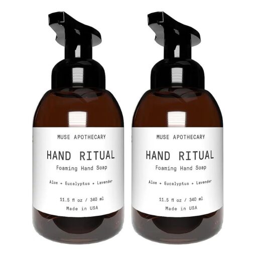 Muse Bath Apothecary Hand Ritual - Aromatic and Nourishing Foaming Hand Soap, Infused with Natural Aromatherapy Essential Oils - USDA Certified Biobased - 11.5 oz, Aloe + Eucalyptus + Lavender, 2 Pack