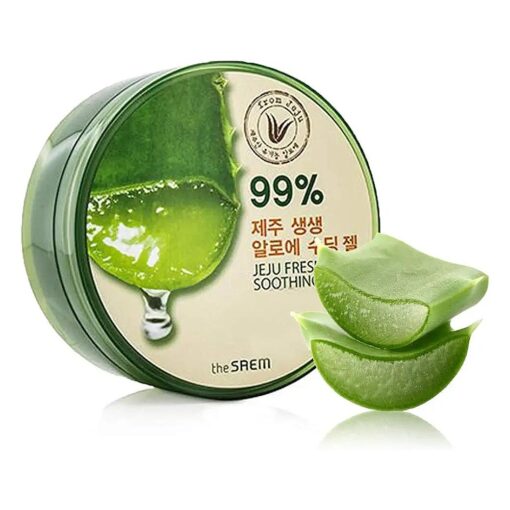 [ the SAEM ] Jeju Fresh Aloe Soothing Gel 10.1 fl, oz, ( 300ml ) - 99 % Aloe Vera, Hydrates & Dry, Itchy & irritated Skin