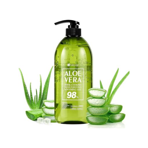 98 % Aloe Vera Gel - Aloe Vera Soothing gel - 33.81 Fl oz - Aloe Vera Gel sunburn relief - Aloe Vera Gel for face - Korean aloevera gel ( 33.8 Fl oz )