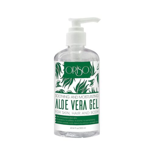 Aloe Vera Gel With Cold Pressed Aloe Vera - Pure Sunburn Relief, Bug Bites, Small Cuts - Soothing Moisturizer Lotion For Face, Hair and Body - 10 Fl Oz