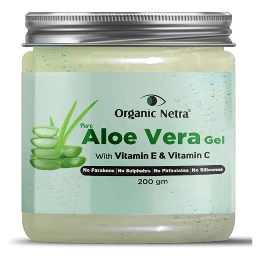 Pure Aloe Vera Gel with Vitamin C & E for Skin, Face and Hair | Helps to Repair and Smoothens Hair | Relax and Renew Your Skin and Scalp | Paraben Free & Sulphate Free - 7.05 Oz