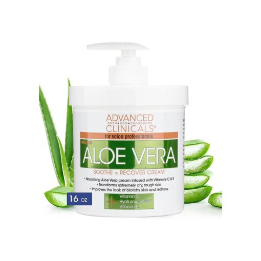 Aloe Vera Lotion Sun Burn Recovery Cream | After Sun Body Lotion W/ Vitamin C + Hyaluronic Acid | Sun Damaged Skin Repair Moisturizing Cream | Skin Care Products, Large 16 Oz