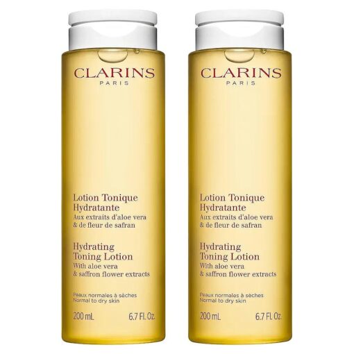 Clarins Hydrating Toning Lotion | Cleanses, Tones, Hydrates and Balances Skin 's Microbiota |Plant-Based Ingredients, Including Aloe Vera | Alcohol-Free | Normal to Dry Skin Types